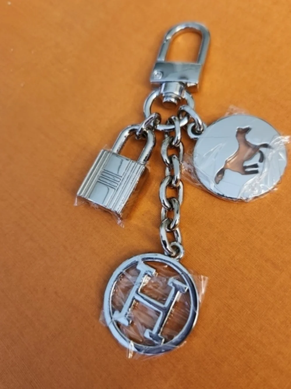 Hermes Silver-Tone Keychain Or Belt Loop Charm Charm